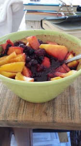 IntuitiveBody Breakfast-mangos and fruit green bowl